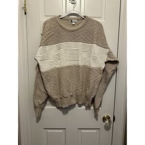 Vintage 90s Ron Chereskin Textured Sweater Beige Ivory Dad Style Oversized L